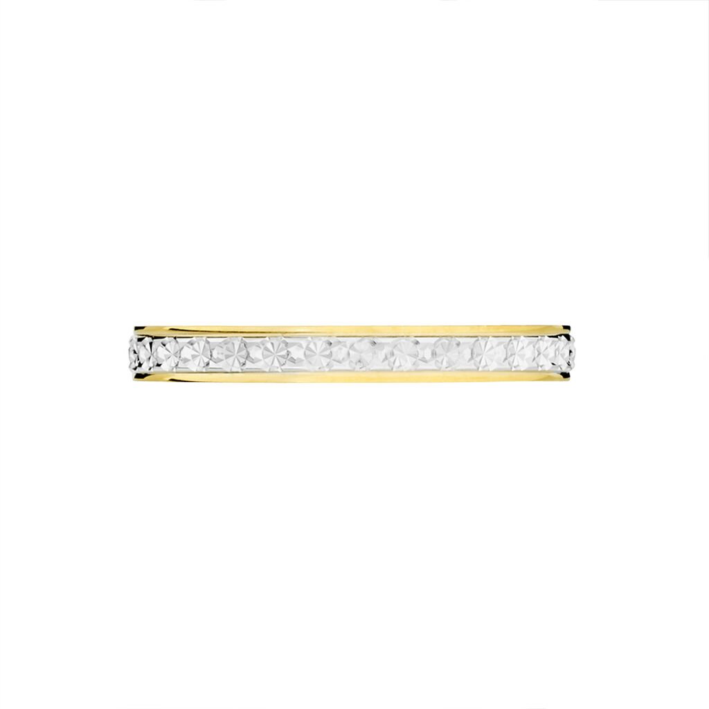 Alliance Grain De Folie Diamantee Ruban Plat Or Bicolore - Alliances Unisex | Histoire d’Or