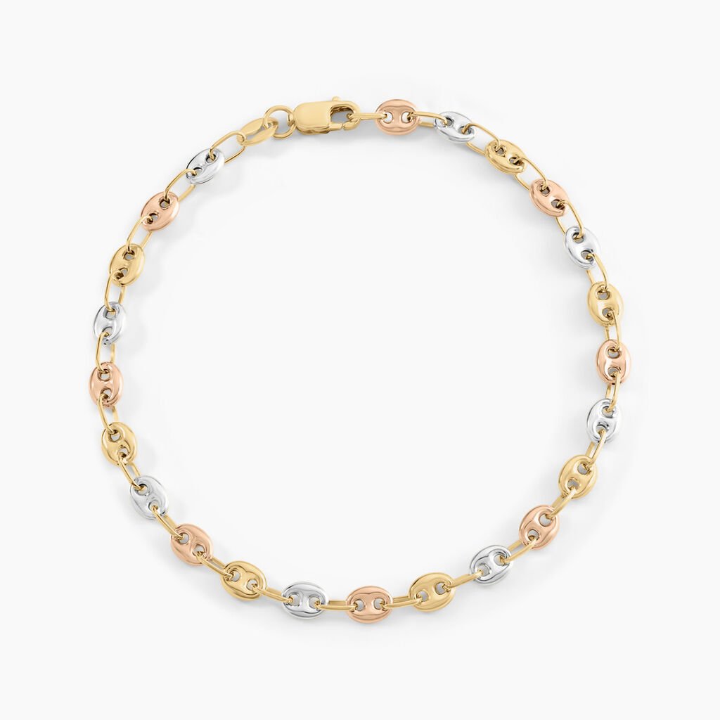 Bracelet Dami Maille Grain De Café Or Tricolore - Bracelets chaîne Femme | Histoire d’Or