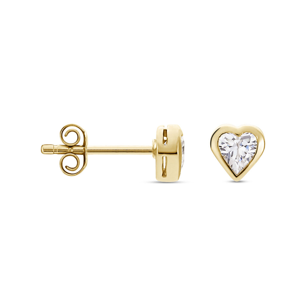 Boucles D'oreilles Puces Femie Plaqué Or Jaune Oxyde De Zirconium - Boucles d'oreilles fantaisie Femme | Histoire d’Or