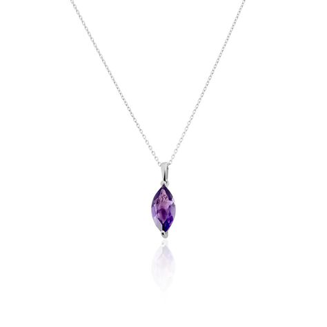 Collier Or Blanc Raquel Améthyste - Colliers Femme | Histoire d’Or