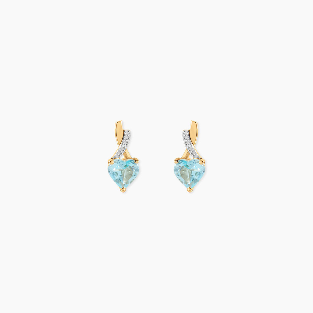 Boucles D'Oreilles Puces Clothilde Or Jaune Topaze Oxyde De Zirconium - Clous d'oreilles Femme | Histoire d&rsquo;Or