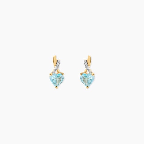 Boucles D'Oreilles Puces Clothilde Or Jaune Topaze Oxyde De Zirconium - Clous d'oreilles Femme | Histoire d&rsquo;Or