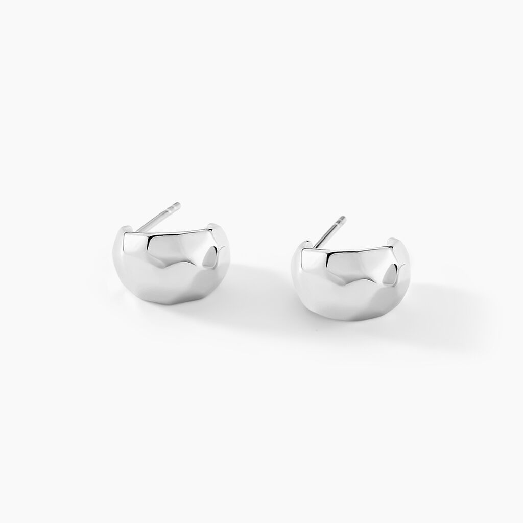 Créoles Two Argent Blanc - Boucles d'oreilles créoles Femme | Histoire d’Or