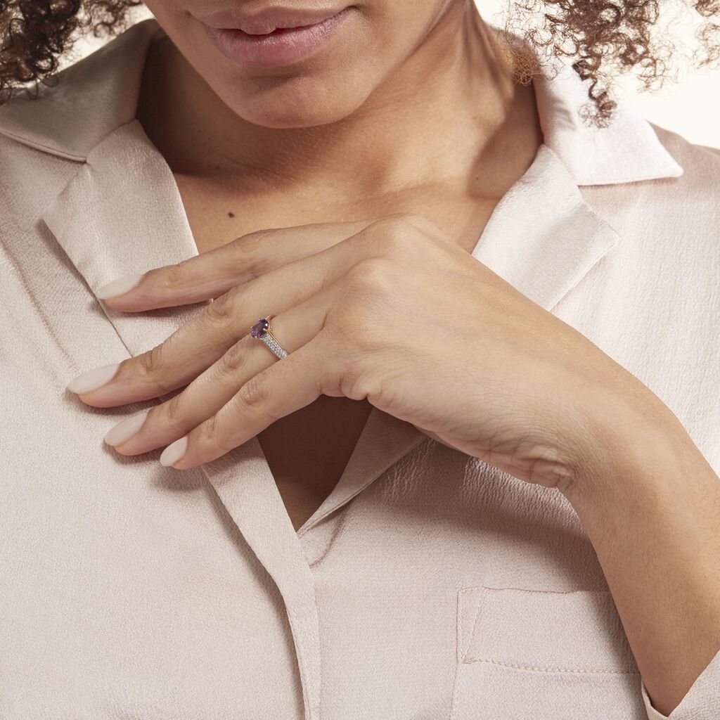 Bague Solitaire Crista Or Jauneamethyste Et Oxyde - Bagues solitaires Femme | Histoire d’Or