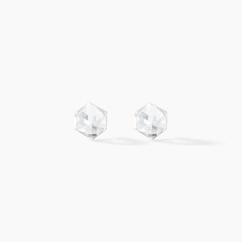 Boucles D'oreilles Puces Bridie Argent Blanc Pierre De Synthese - Boucles d'oreilles fantaisie Femme | Histoire d’Or
