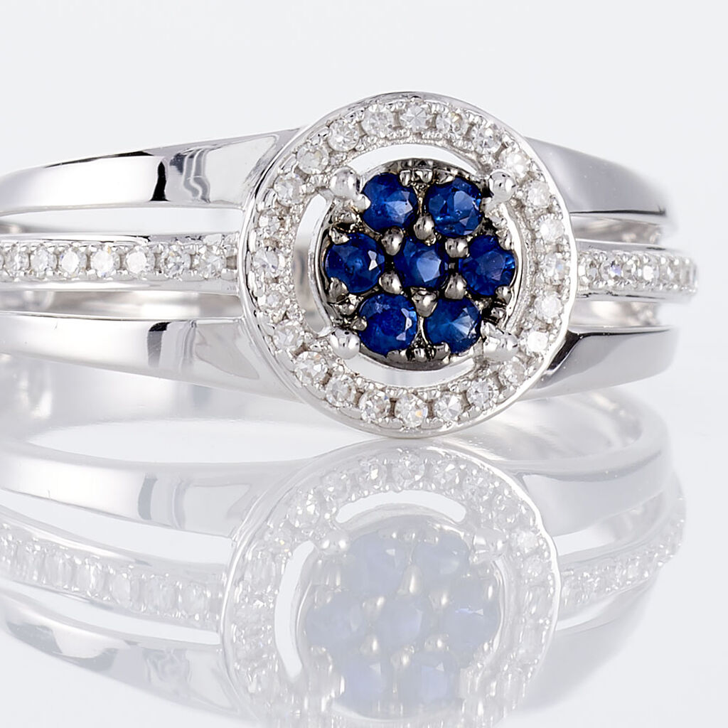 Bague Lise-laure Or Blanc Saphir Et Diamant - Bagues avec pierre Femme | Histoire d’Or