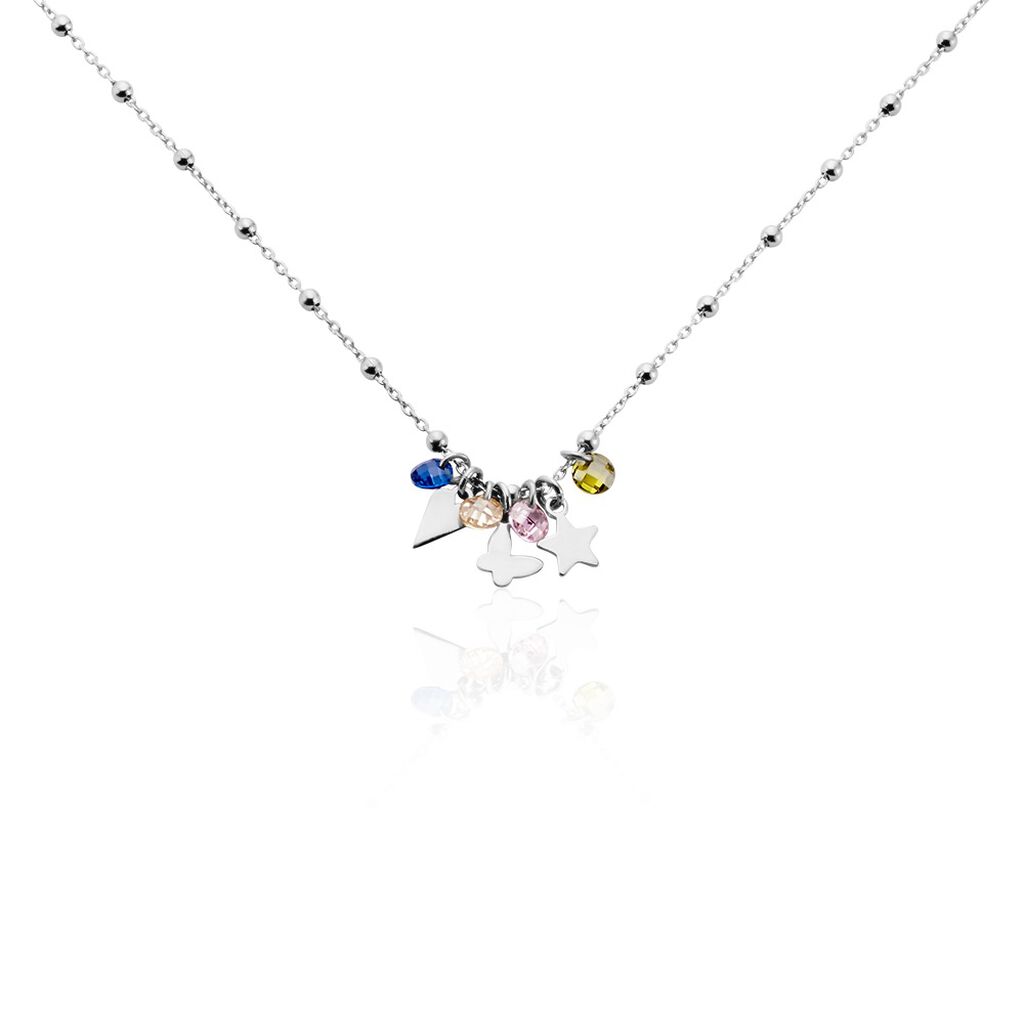 Collier Argent Blanc Paulino Pierres Artificelles - Ras de cou Femme | Histoire d’Or