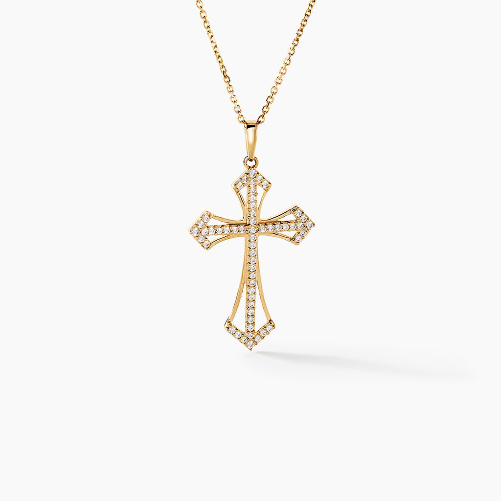 Pendentif Corneliu Or Jaune Oxyde De Zirconium - Pendentifs Communion Femme | Histoire d’Or