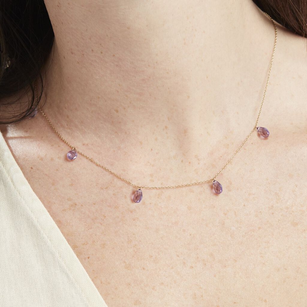 Collier Terence Or Jaune Amethyste Violet Amethyste - Colliers Femme | Histoire d’Or