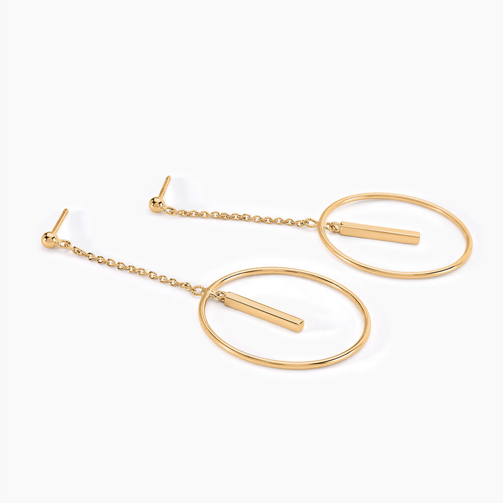Boucles D'oreilles Pendantes Evana Plaqu&eacute; Or Jaune - Boucles d'oreilles pendantes Femme | Histoire d&rsquo;Or