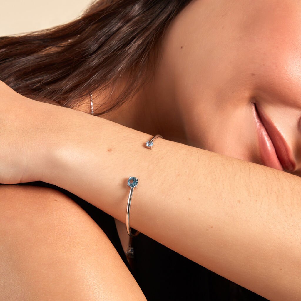 Bracelet Jonc Rio Argent Blanc Oxyde De Zirconium - Bracelets joncs Femme | Histoire d&rsquo;Or