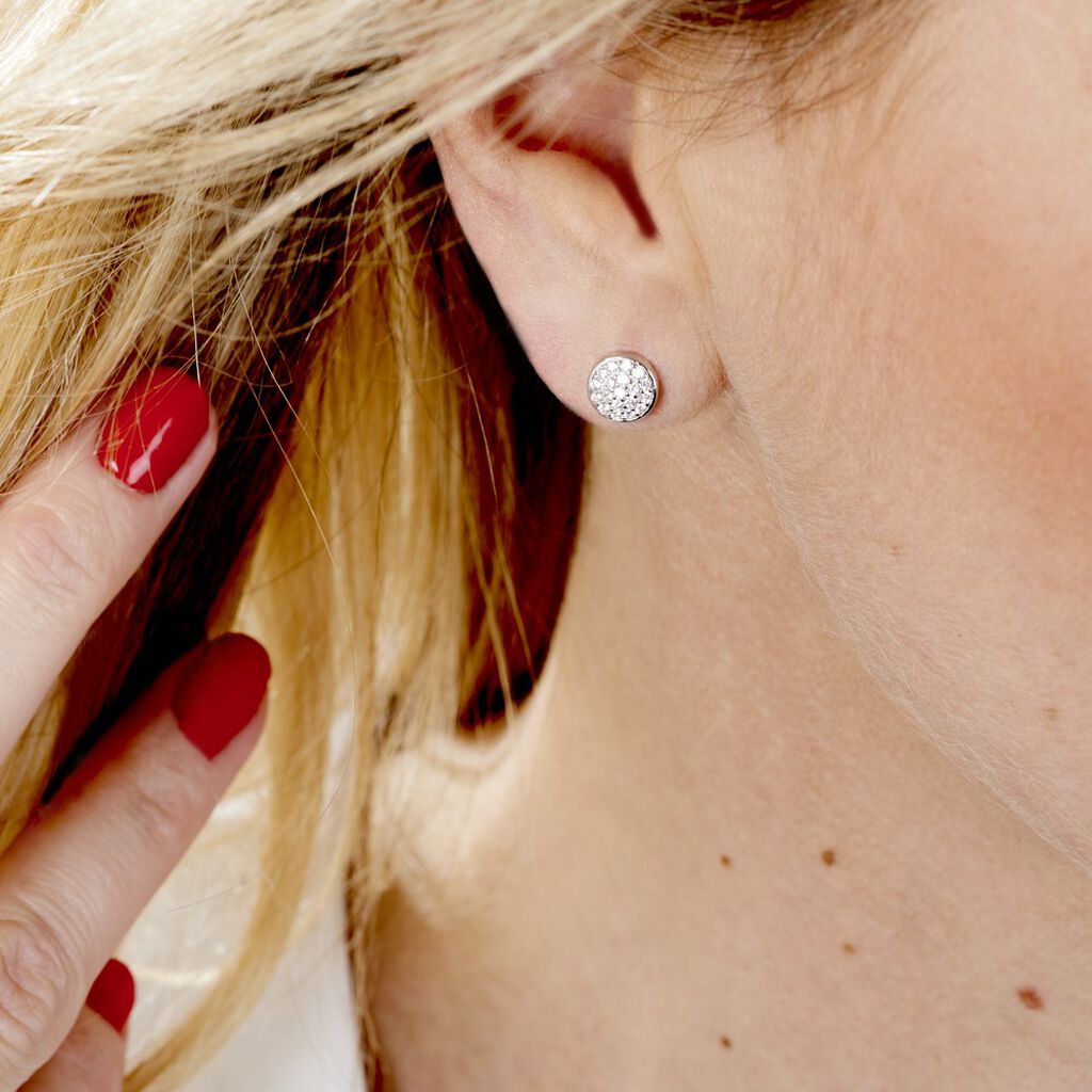 Boucles D'oreilles Puces Argent Blanc Victorin Oxydes De Zirconium - Boucles d'oreilles fantaisie Femme | Histoire d’Or