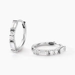 Cr&eacute;oles Taranis Or Blanc Diamant Synth&eacute;tique - Boucles d'oreilles cr&eacute;oles Femme | Histoire d&rsquo;Or