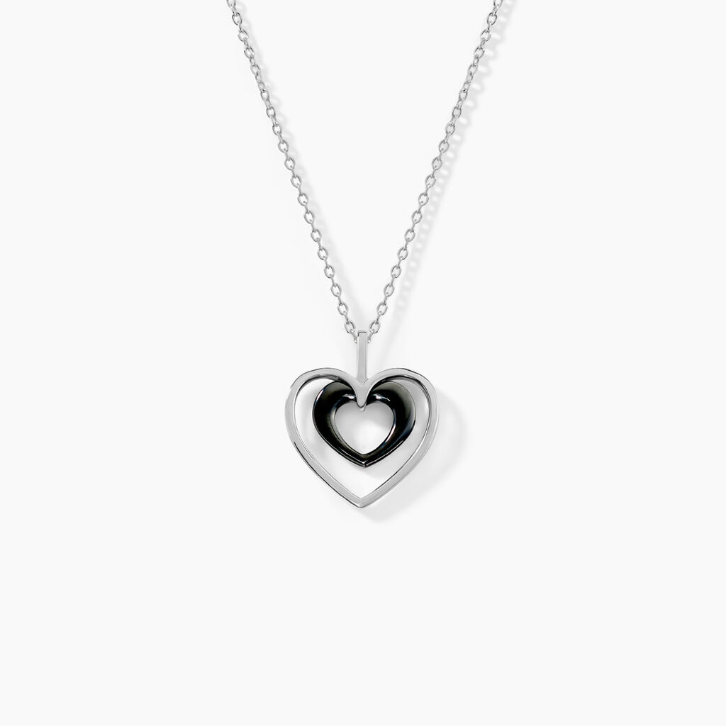 Collier Ceramik Design Argent Blanc Céramique Et Oxyde De Zirconium