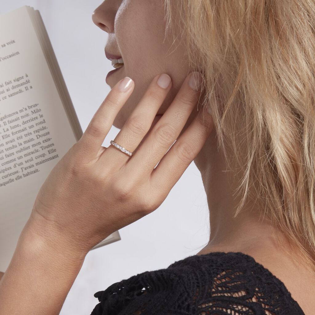 Demi-alliance Or  Jaune  Valentine Diamant Synthetique - Bagues avec pierre Femme | Histoire d’Or