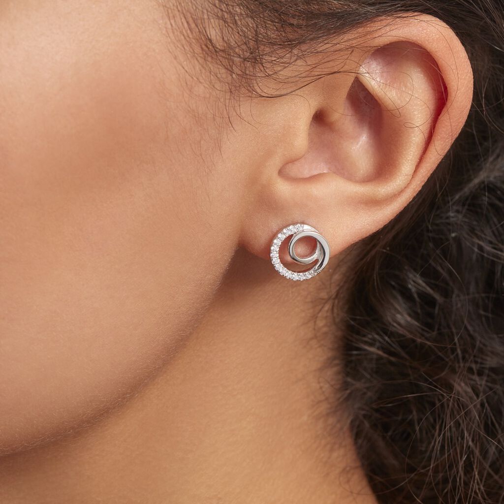 Boucles D'oreilles Puces Eliseum Argent Blanc Oxyde De Zirconium - Boucles d'oreilles fantaisie Femme | Histoire d’Or