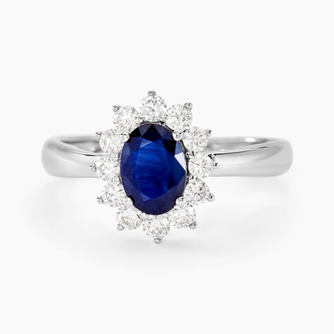 Bague Or Blanc Saphir Diamants - Bagues solitaires Femme | Histoire d’Or