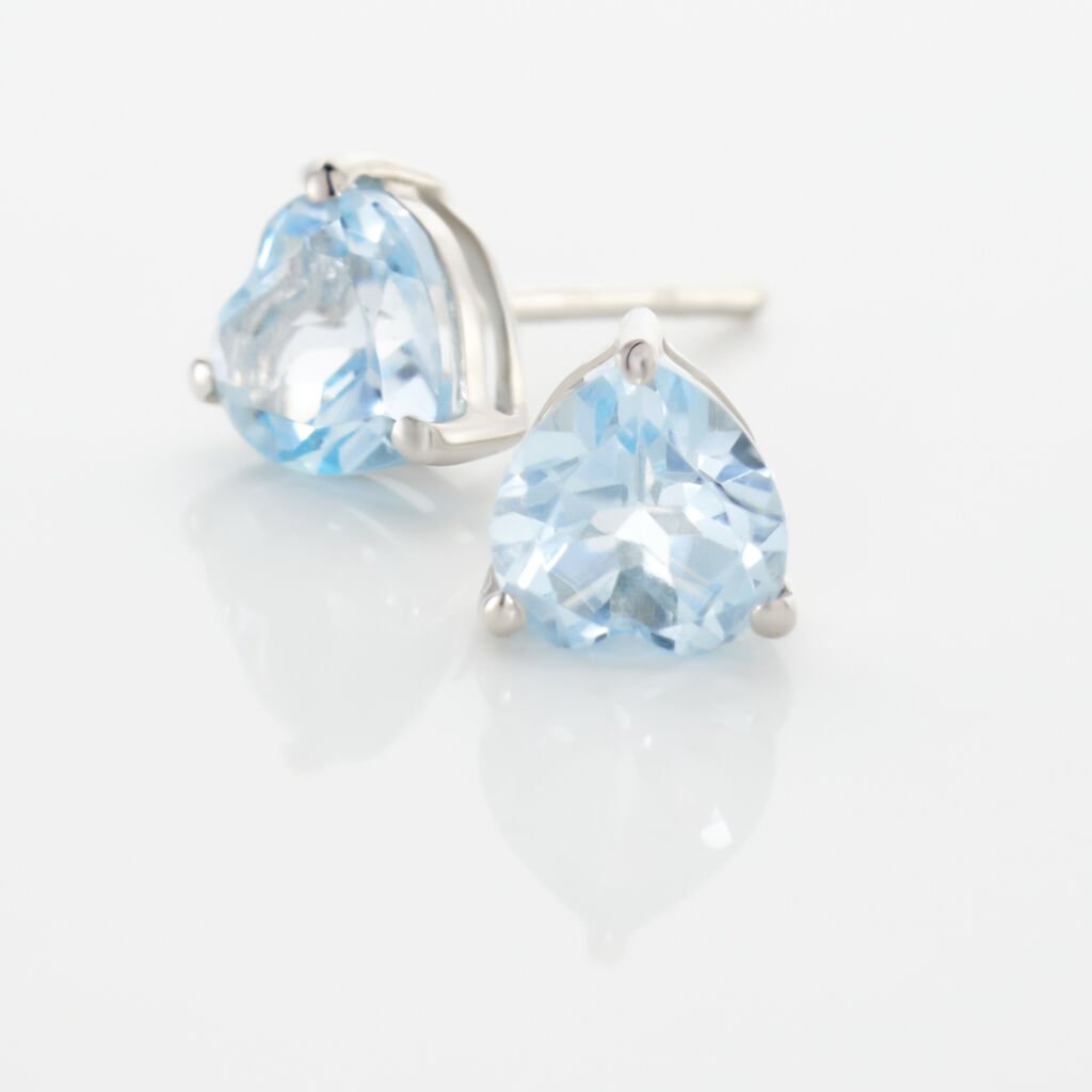 Boucles D'oreilles Puces Salona Or Blanc Topaze - Clous d'oreilles Femme | Histoire d’Or