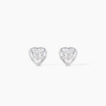 Boucles D'oreilles Puces Coeur Serti Clos Or Blanc Oxyde De Zirconium - Clous d'oreilles Femme | Histoire d&rsquo;Or