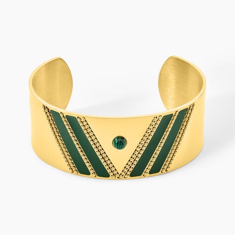 Bracelet Manchette Imagine Tamera Acier Jaune Malachite - Bracelets manchettes Femme | Histoire d&rsquo;Or