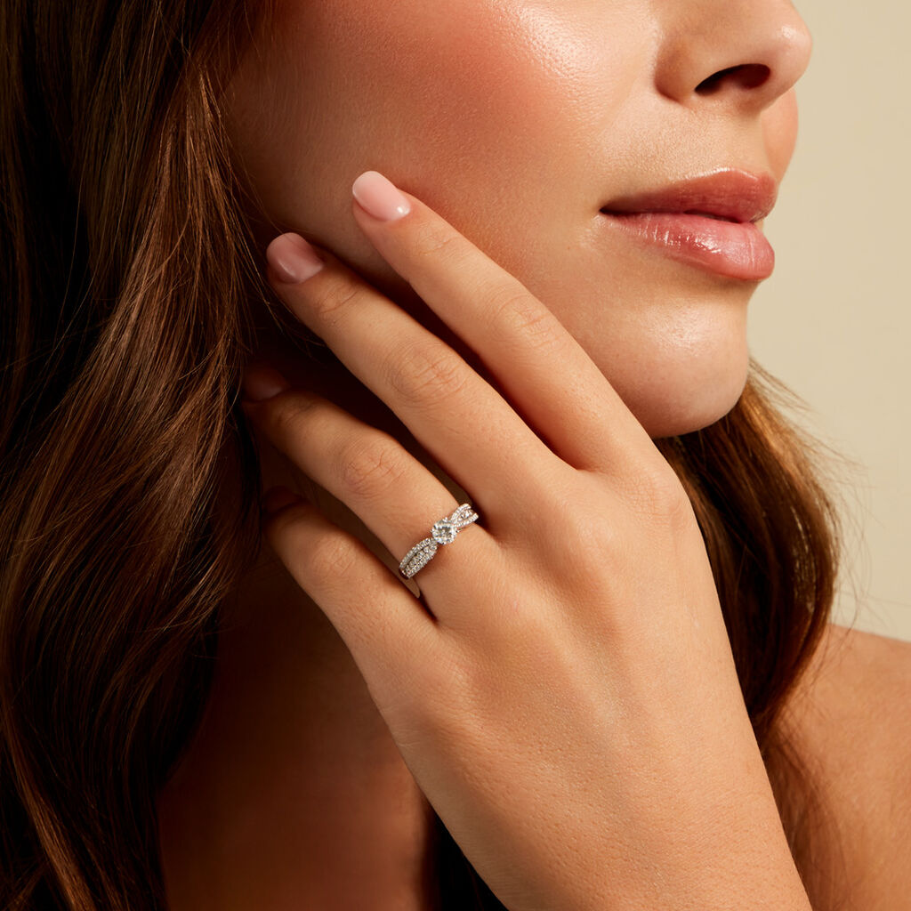 Bague Stockholm Ld Platine Blanc Diamant Synth&eacute;tique - Bagues solitaires Femme | Histoire d&rsquo;Or