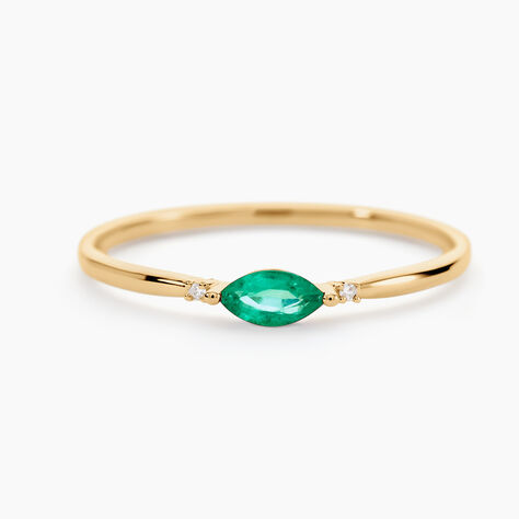 Bague Pr&eacute;cieuses Nuances Or Jaune Emeraude Diamant - Bagues solitaires Femme | Histoire d&rsquo;Or