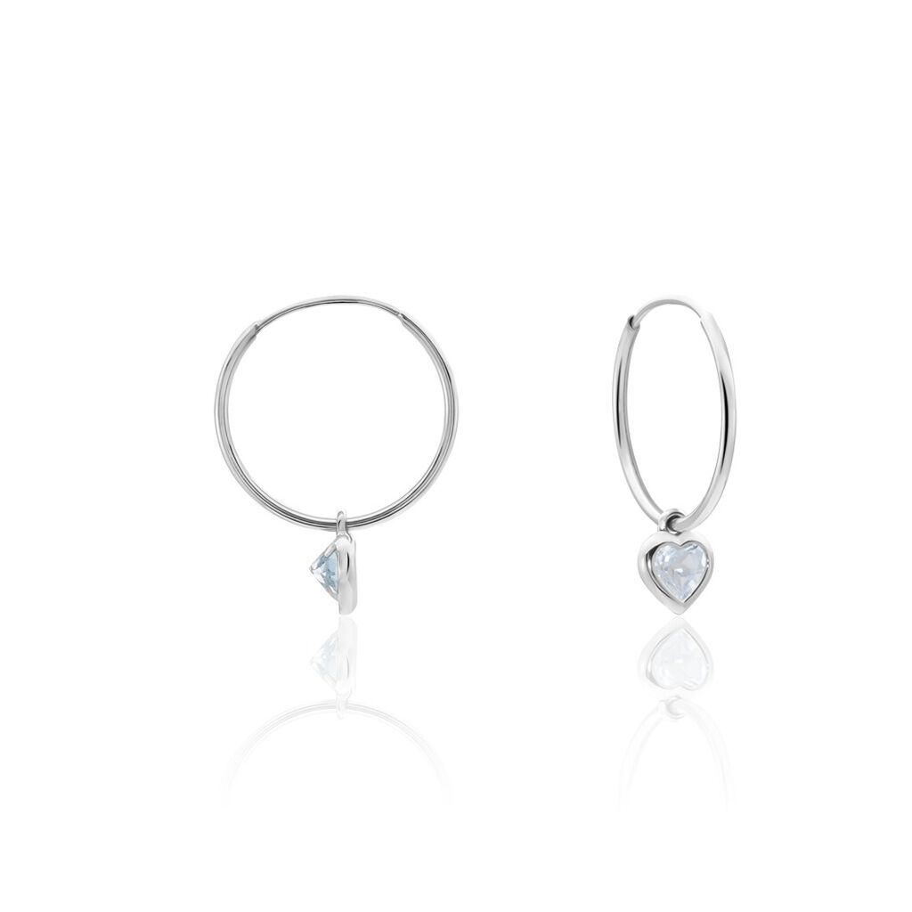 Cr&eacute;oles Or Blanc Topaze Azur - Boucles d'oreilles cr&eacute;oles Femme | Histoire d&rsquo;Or