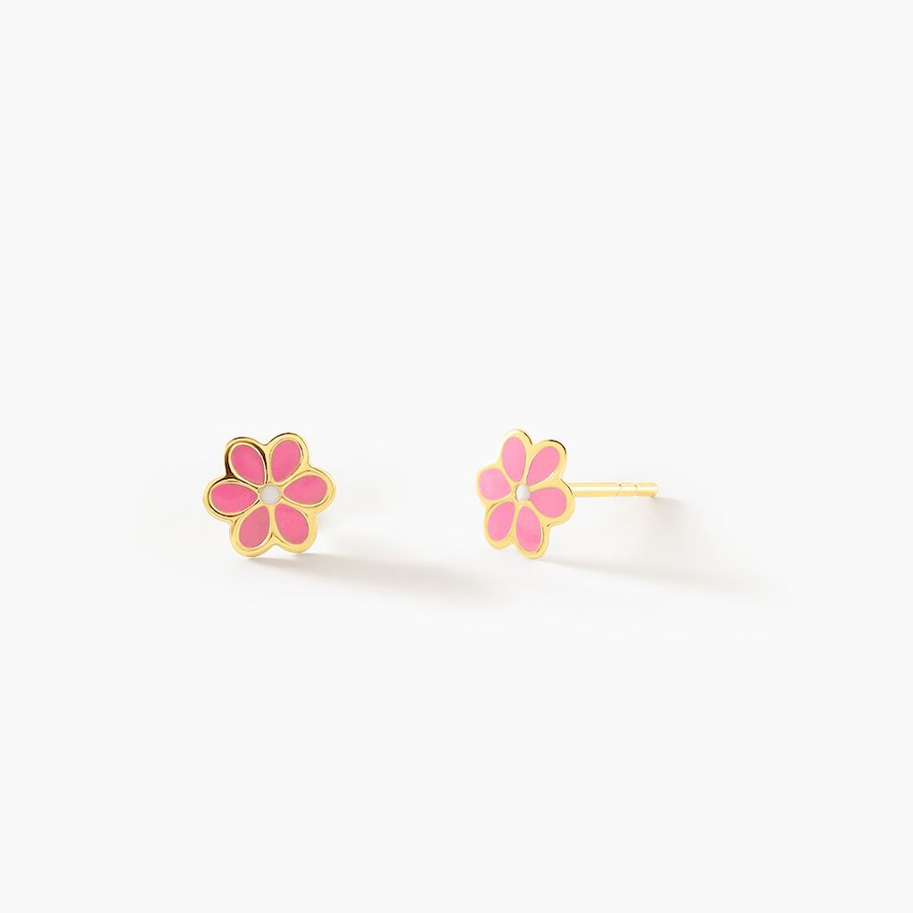 Boucles D'oreilles Puces Or Jaune Talia Email
