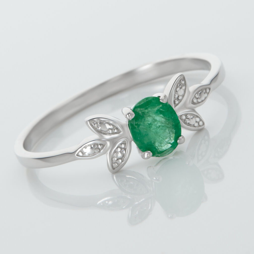 Bague Or Blanc Febe Emeraude - Bagues solitaires Femme | Histoire d’Or