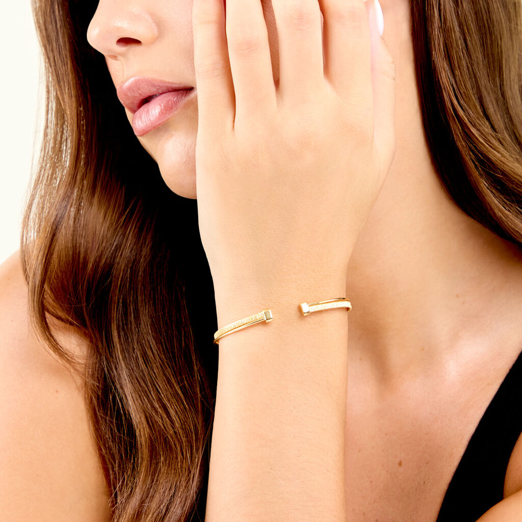 Bracelet Jonc Mendy Argent Dor&eacute; A L'Or 750/1000 - Bracelets joncs Femme | Histoire d&rsquo;Or