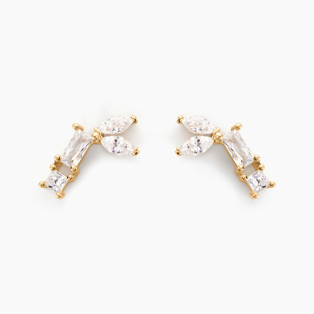 Boucles D'oreilles Puces Lizaveta Or Jaune Oxyde De Zirconium - Clous d'oreilles Femme | Histoire d’Or