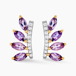 Boucles D'oreilles Puces Tiara Or Jaune Am&eacute;thyste Oxyde De Zirconium - Clous d'oreilles Femme | Histoire d&rsquo;Or