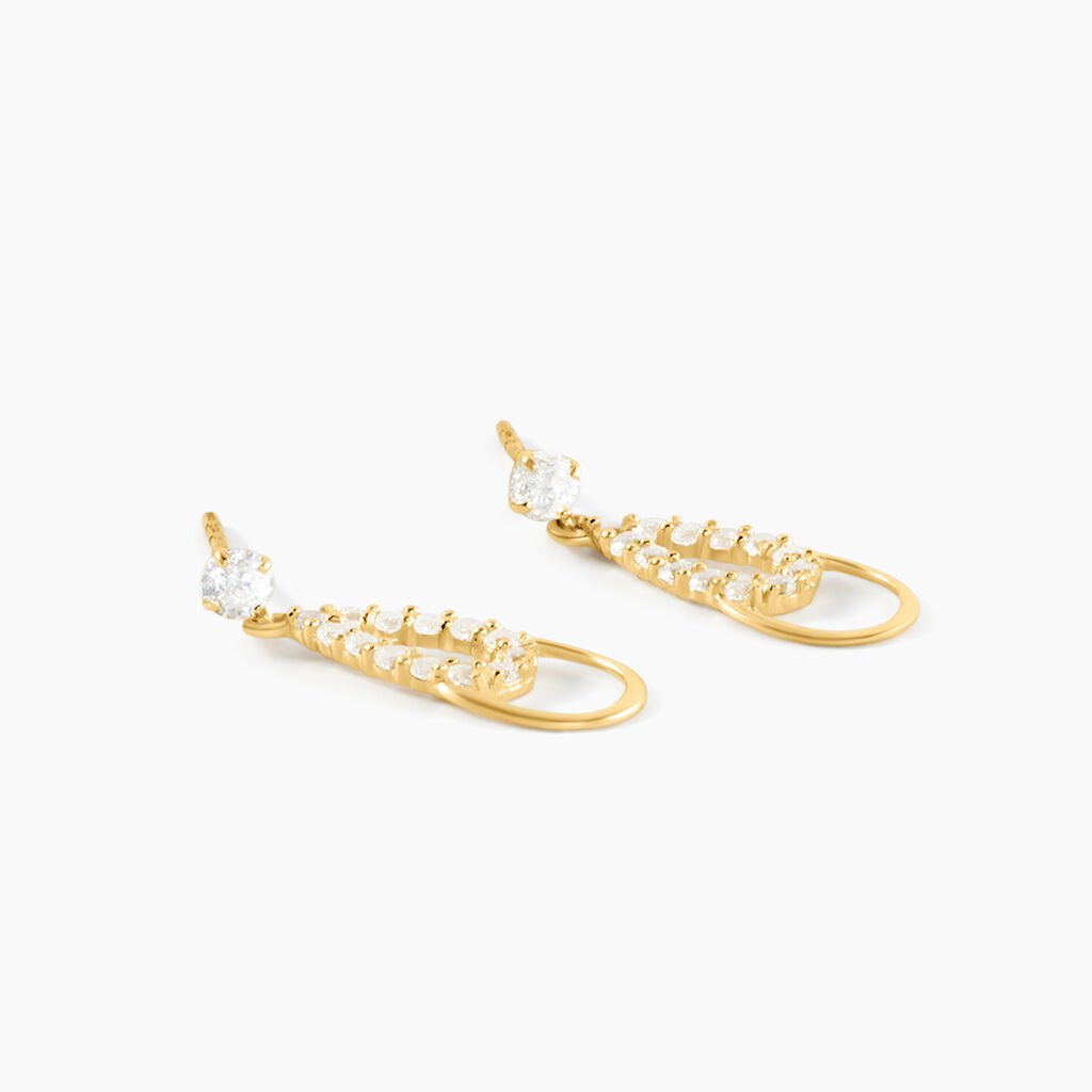 Boucles D'oreilles Pendantes Britain Or Jaune Oxyde De Zirconium - Boucles d'oreilles pendantes Femme | Histoire d’Or
