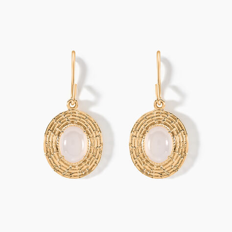 Boucles D'oreilles Pendantes Linna Plaqu&eacute; Or Jaune Pierre De Lune - Boucles d'oreilles fantaisie Femme | Histoire d&rsquo;Or