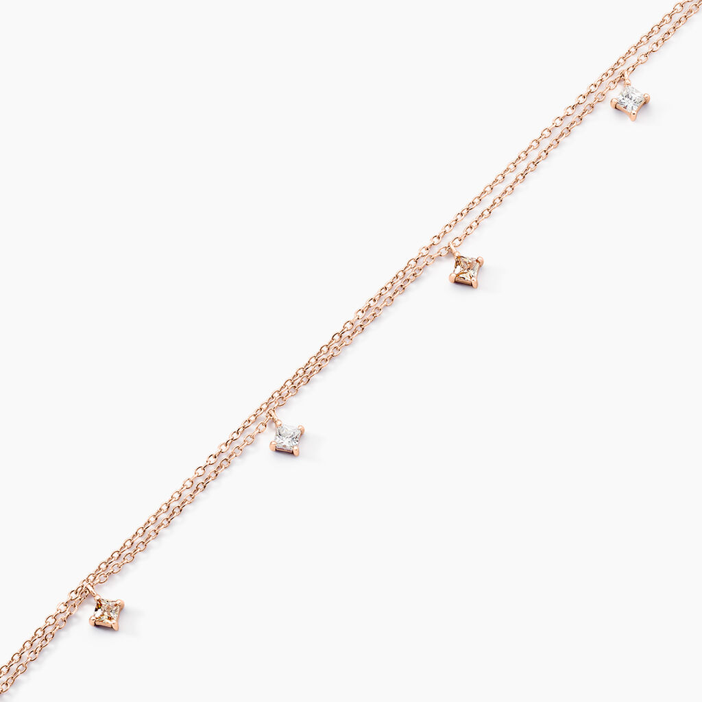 Chaîne De Cheville Heidi Argent Rose Oxyde De Zirconium - Chaînes de cheville Femme | Histoire d’Or
