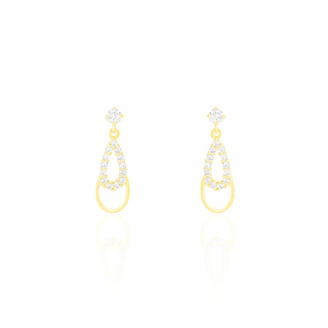 Boucles D'oreilles Pendantes Britain Or Jaune Oxyde De Zirconium - Boucles d'oreilles pendantes Femme | Histoire d’Or