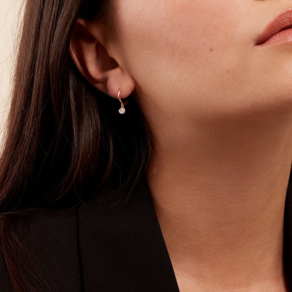 Créoles Mon 1er Diamant Or Jaune Diamant - Boucles d'oreilles créoles Femme | Histoire d’Or