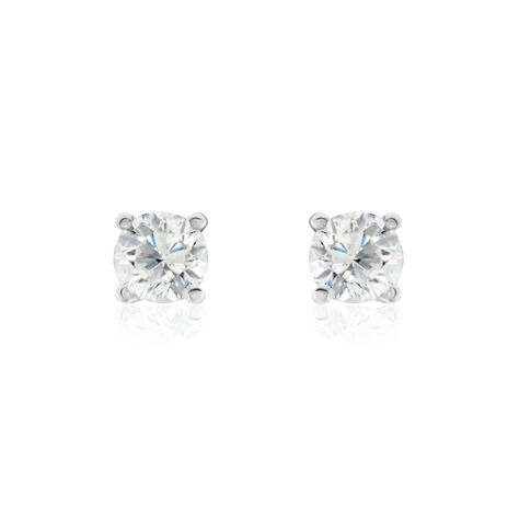Boucles D'oreilles Puces Or Blanc Victoria Diamants - Clous d'oreilles Femme | Histoire d’Or