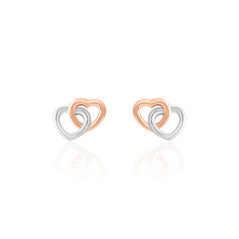 Boucles D'oreilles Puces Donna Coeurs Ajoures Or Rose - Clous d'oreilles Femme | Histoire d’Or