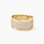 Bague Banda Argent Dor&eacute; A L'Or 750/1000 Oxyde De Zirconium - Bagues avec pierre Femme | Histoire d&rsquo;Or
