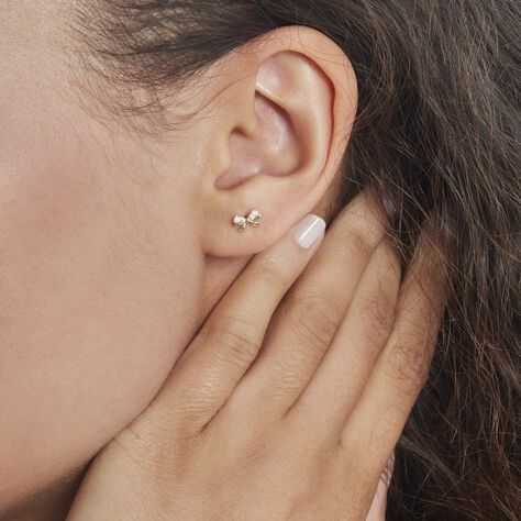 Boucles D'oreilles Puces Or Jaune Brunnera Oxydes De Zirconium - Clous d'oreilles Femme | Histoire d’Or