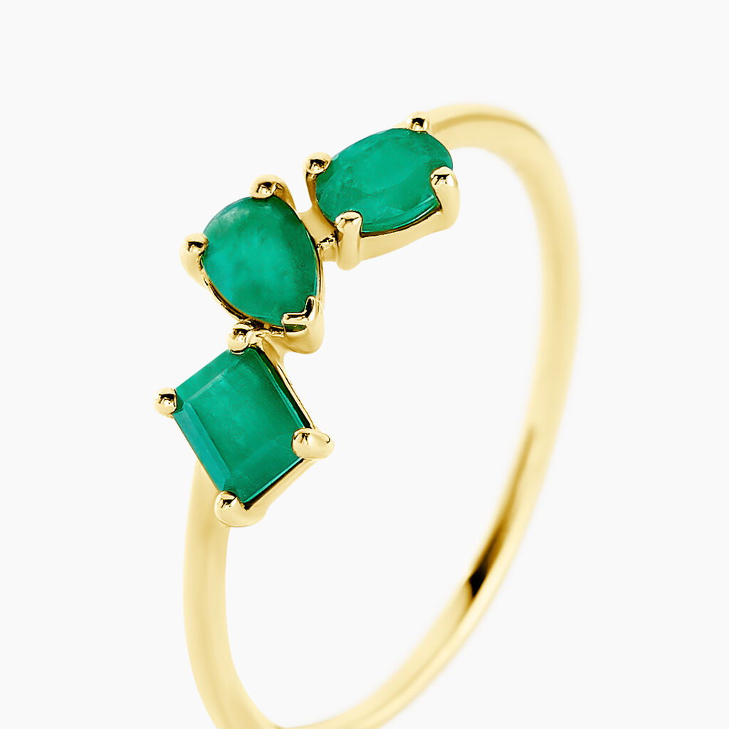 Bague Quincey Or Jaune Emeraude - Bagues avec pierre Femme | Histoire d’Or