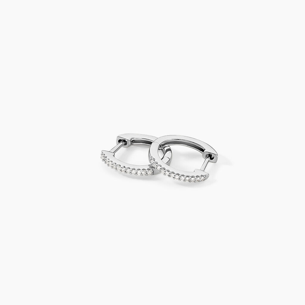 Créoles Aryanna Rondes Or Blanc Diamant - Boucles d'oreilles créoles Femme | Histoire d’Or
