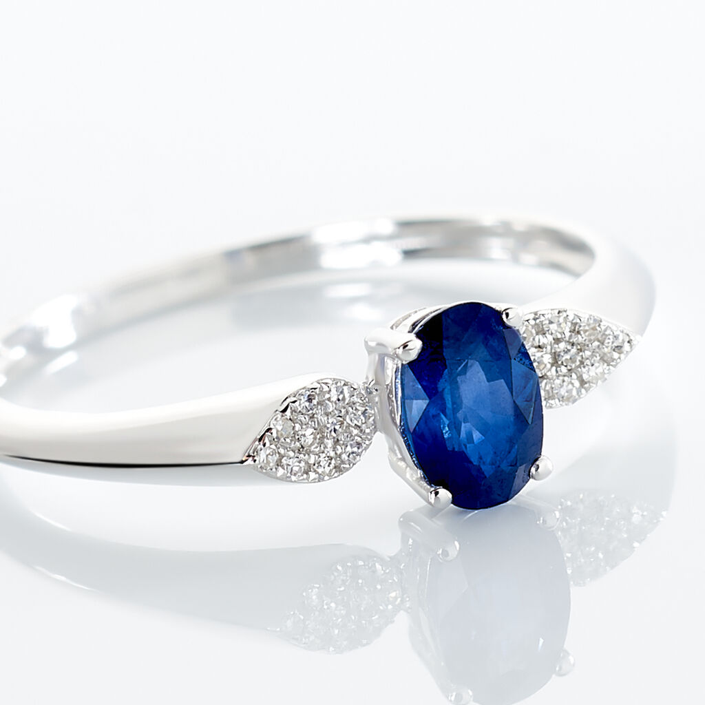 Bague Edgina Or Blanc Saphir Et Diamant - Bagues solitaires Femme | Histoire d’Or