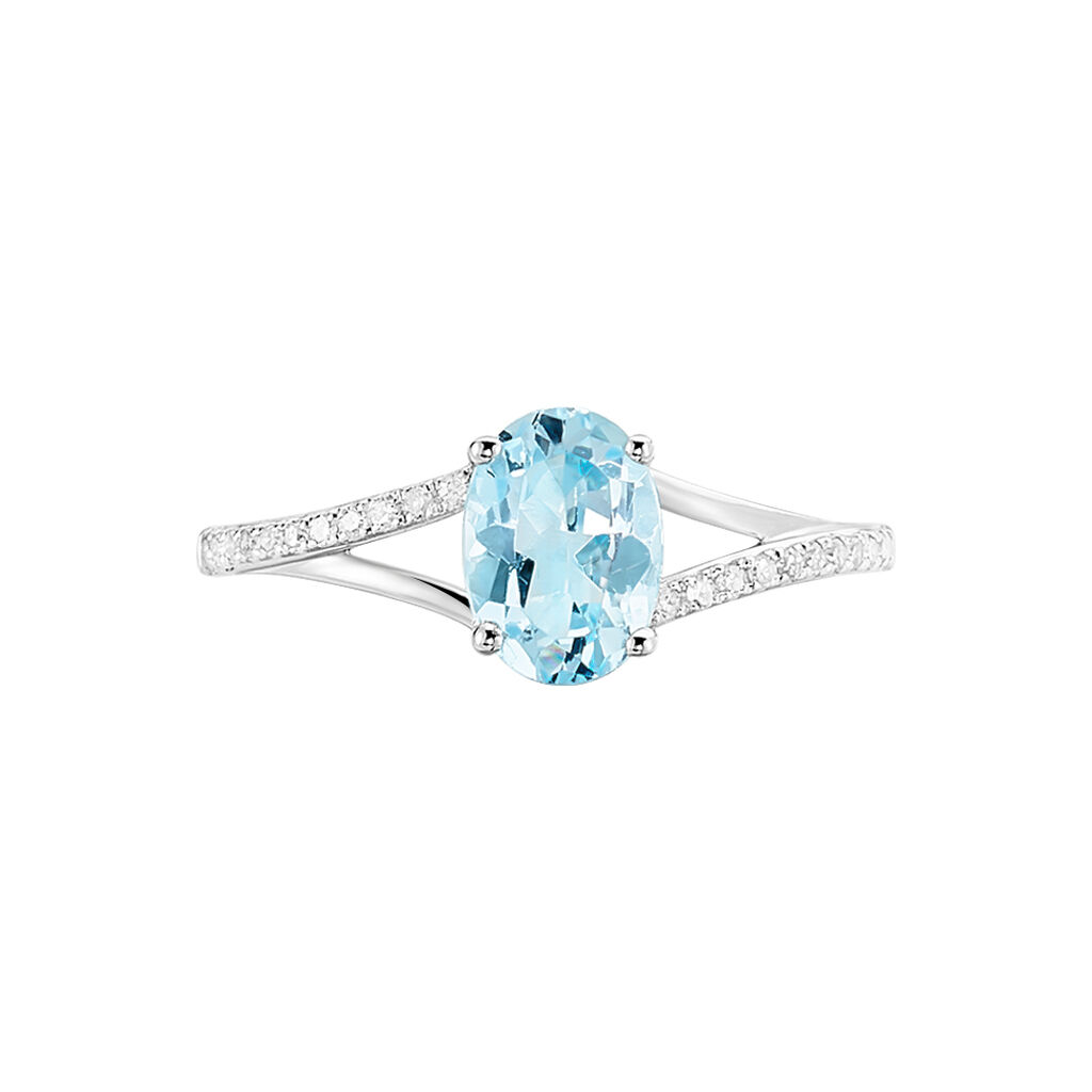 Bague Melyahae Or Blanc Topaze Et Diamant - Bagues solitaires Femme | Histoire d’Or