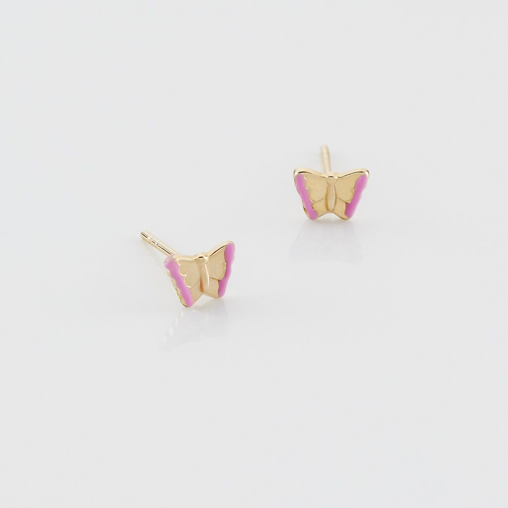 Boucles D'oreilles Puces Bartholom&eacute;e Papillon Or Jaune - Clous d'oreilles Femme | Histoire d&rsquo;Or