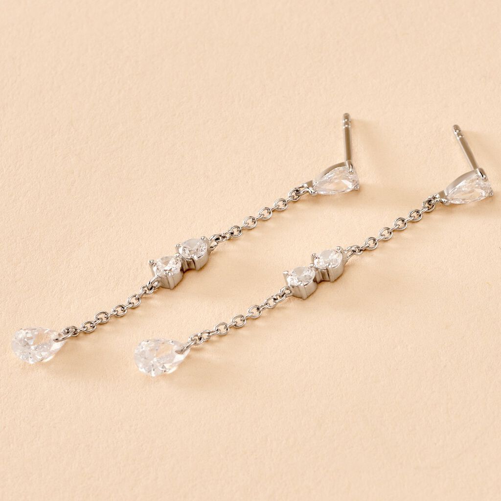 Boucles D'oreilles Pendantes Kelan Argent Blanc Oxyde De Zirconium - Boucles d'oreilles fantaisie Femme | Histoire d’Or