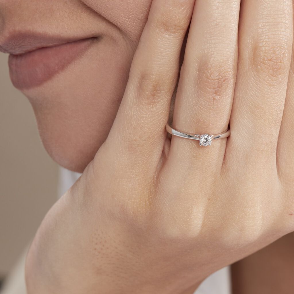 Bague Solitaire Or Blanc Fiona Diamant Synthétique - Bagues solitaires Femme | Histoire d’Or