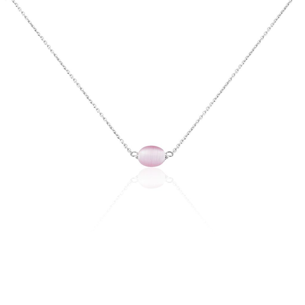 Collier Evren Argent Blanc Quartz Rose - Ras de cou Femme | Histoire d&rsquo;Or