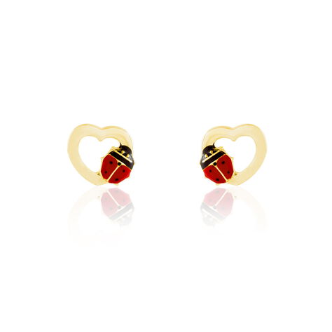 Boucles D'oreilles Puces Or Jaune Syringa Smalto - Clous d'oreilles Enfant | Histoire d’Or
